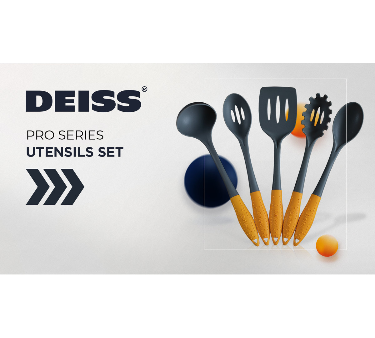 Deiss Pro 5-piece Nylon Kitchen Utensil Set - Safe for Non-stick Cookware